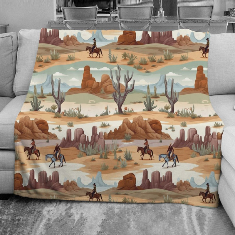 Western Cowboy Throw Blanket, Twin
