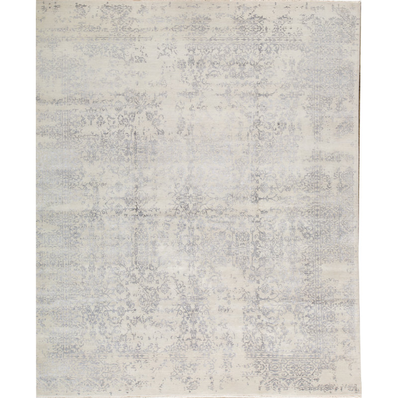 Hand-Knotted High-Quality Silver and Gray Area Rug