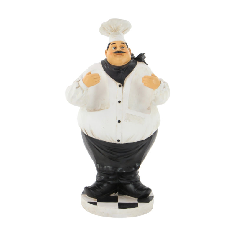 White Polystone Chef Sculpture with Wine Holder Slots