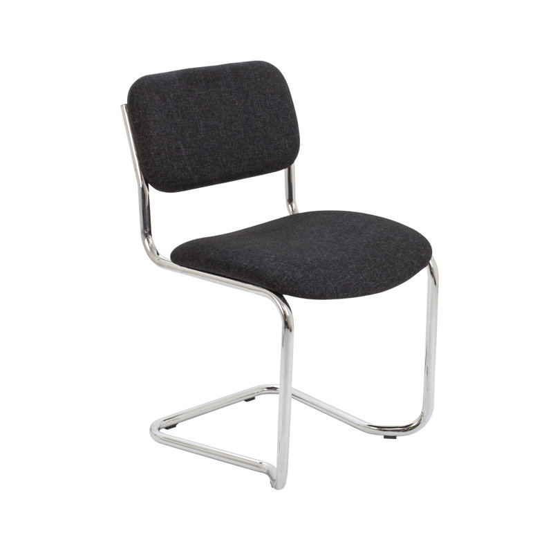 Sayers Armless Stacking Chair with Cushion, Charcoal Pyra