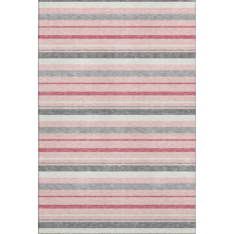 Premium Machine Washable Prisco Pink Rug, Rectangle 10' x 14'