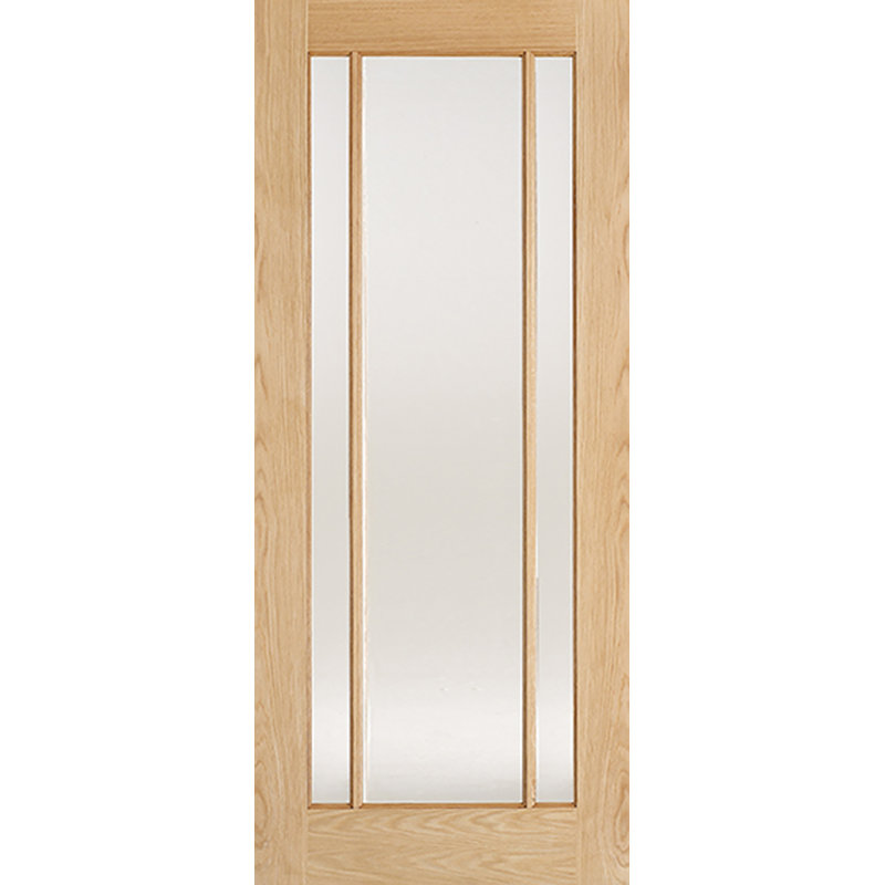 Lincoln Frosted Glazed Unfinished Oak Internal Door, 198cm H x 68.6cm W x 3.5cm D