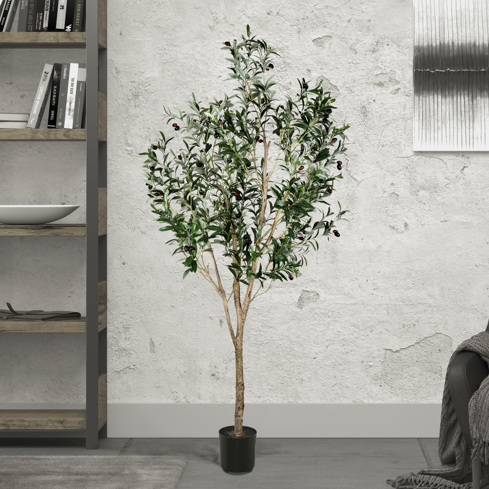 72" Olive Tree in Pot, 72" H x 35" W x 35" D