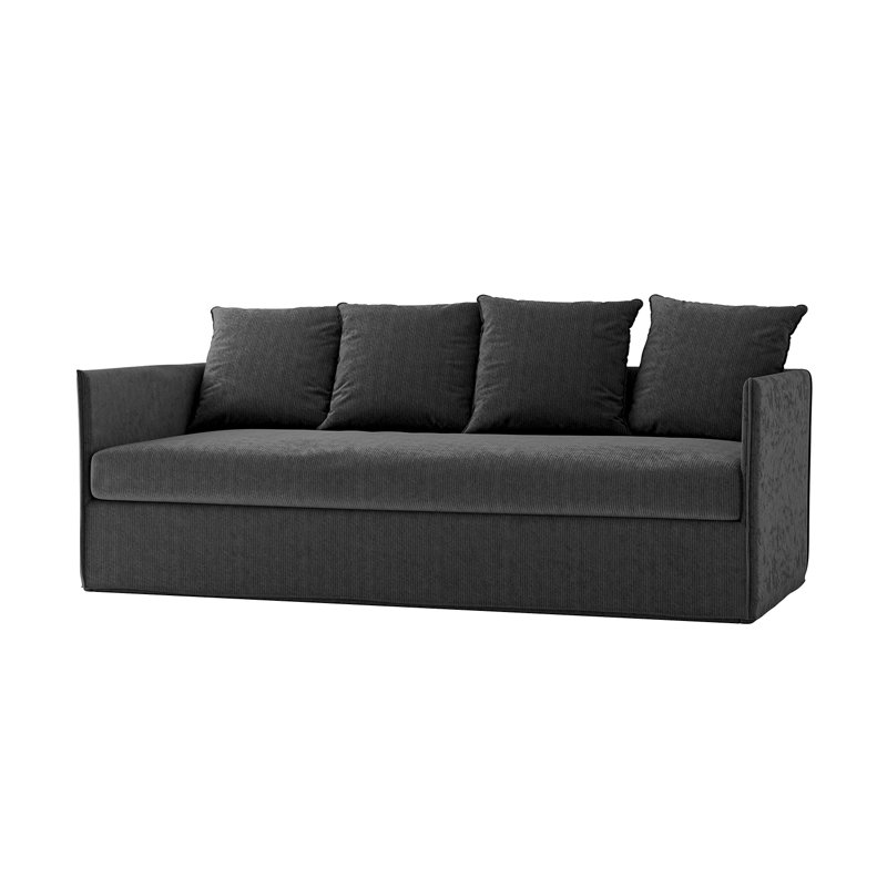 Boduram 80'' Sofa, Charcoal Corduroy