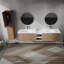 Meuble-lavabo mural 84 po avec 2 lavabos, support de rangement et armoire latérale 84 po
