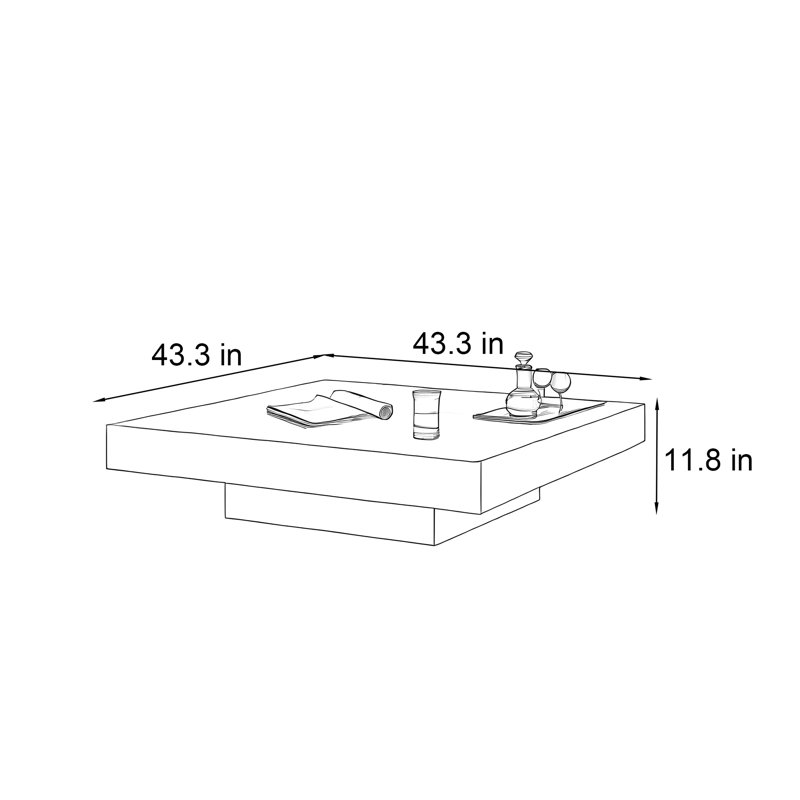 Kerns, 11.8" H x 43.3" L x 43.3" W, Black/Espresso