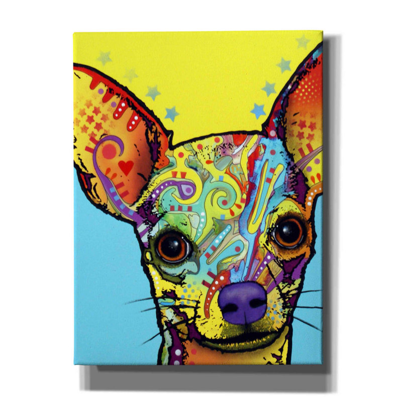 «Chihuahua I» par Dean Russo, estampe numérique sur toile, H 16 po x l 12 po x P 0,75 po