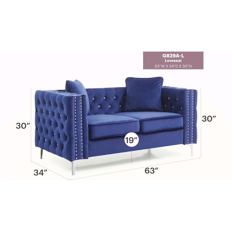Causeuse Glory Furniture, Bleu