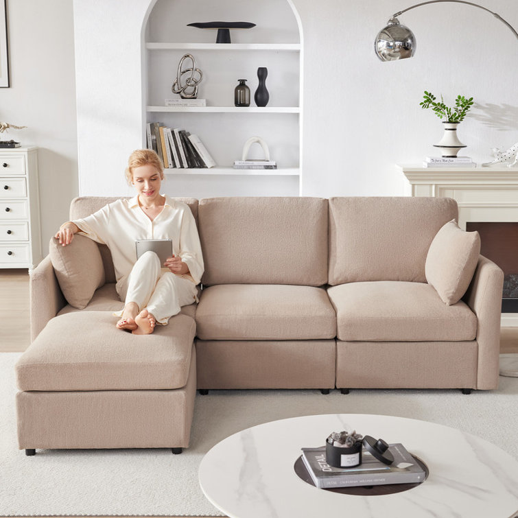 4-Piece Modular Cloud Couch Reversible Sectional with Ottoman