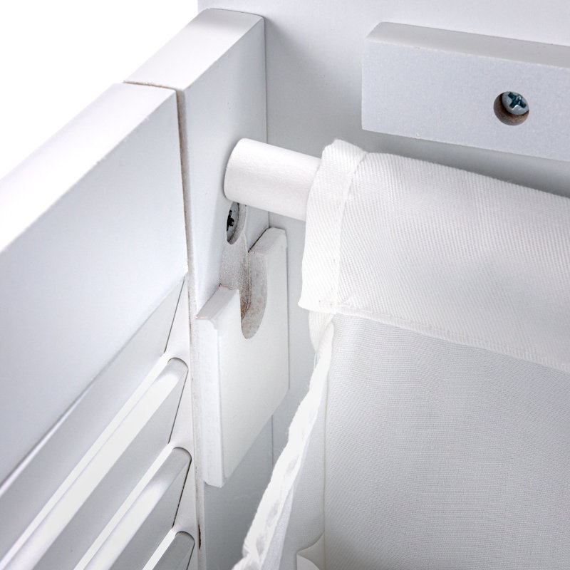 White Wooden Hamper Bench with Shutter Front and Lid