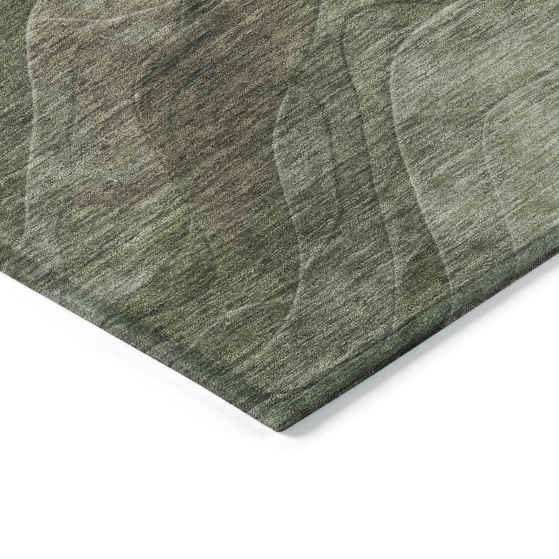 Tapis intérieur lavable abstrait vert 10 pi x 14 pi