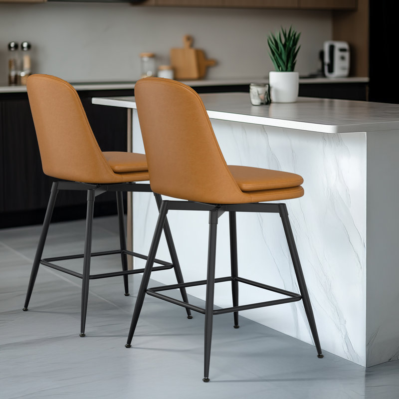 Tabouret de bar pivotant Pu - brun