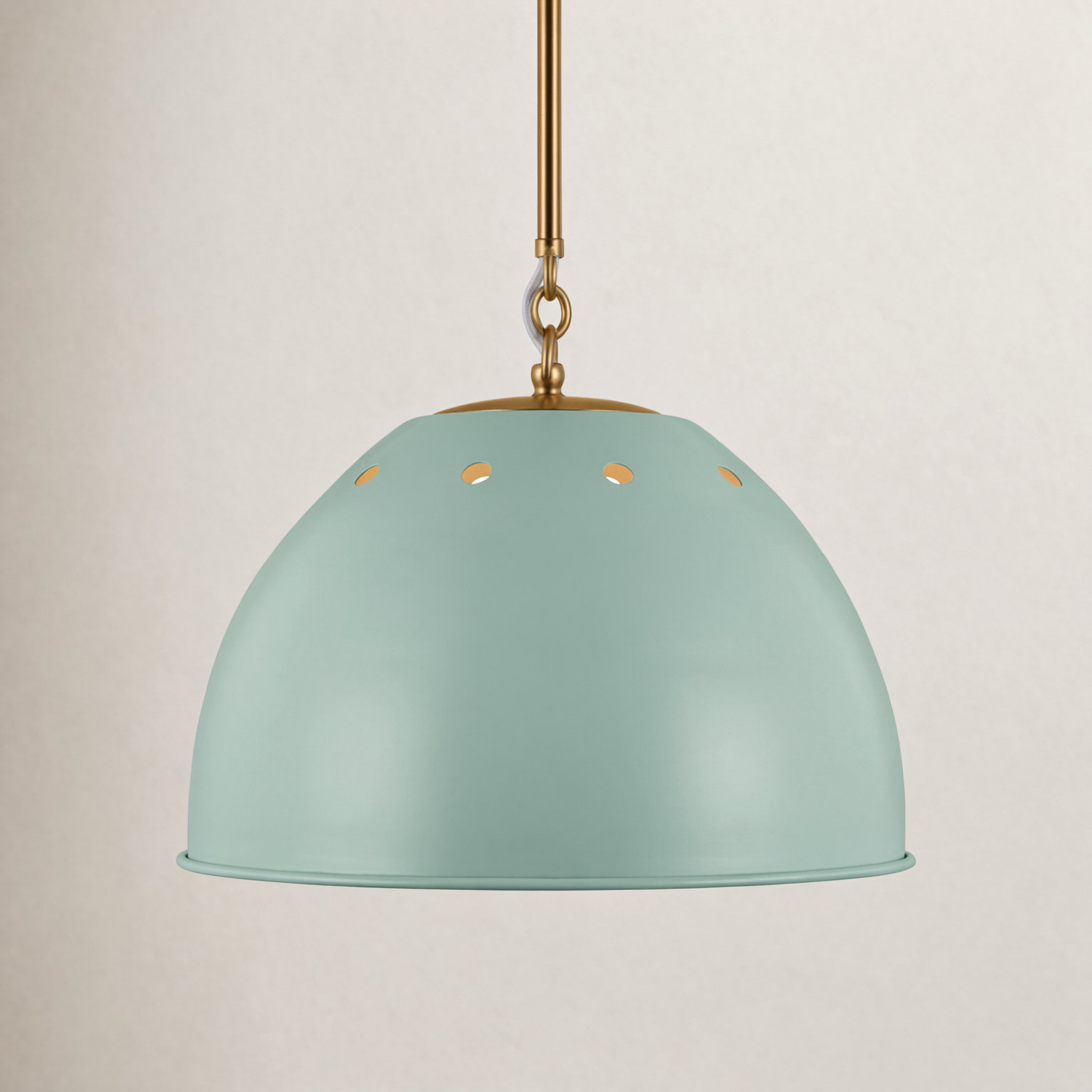Single Light Metal Dimmable Pendant, Eucalyptus, 13.25" H x 15.38" W x 15.38" D