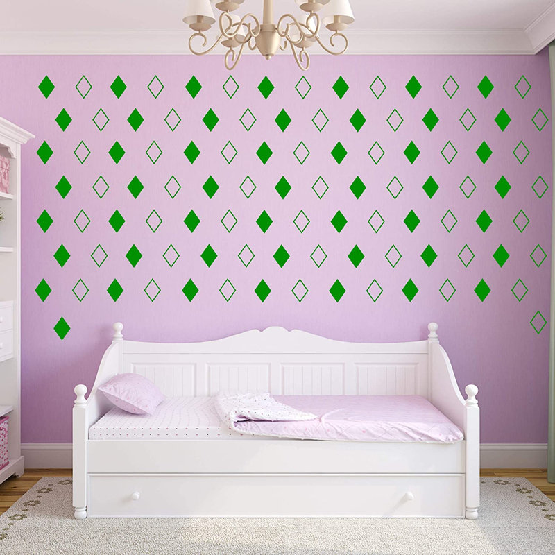 Adhésif décoratif losanges, H 6 po x l 3,75 po x P 0,8 po, Vert