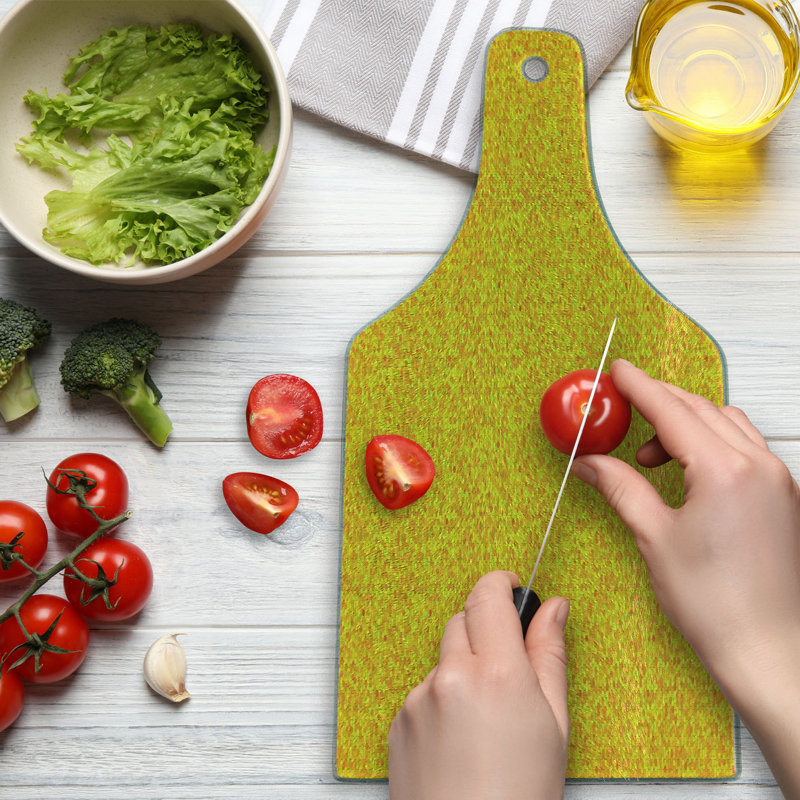 Yellow Honeycomb Tempered Glass Wine Bottle Cutting Board
