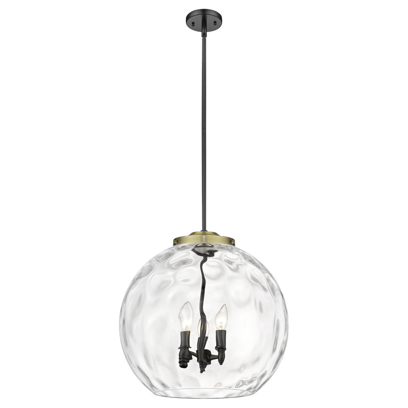 Luminaire suspendu sphère 3 lumières 3 lumières, H 19,5 po x l 17,88 po x P 17,88 po, Laiton antique noir