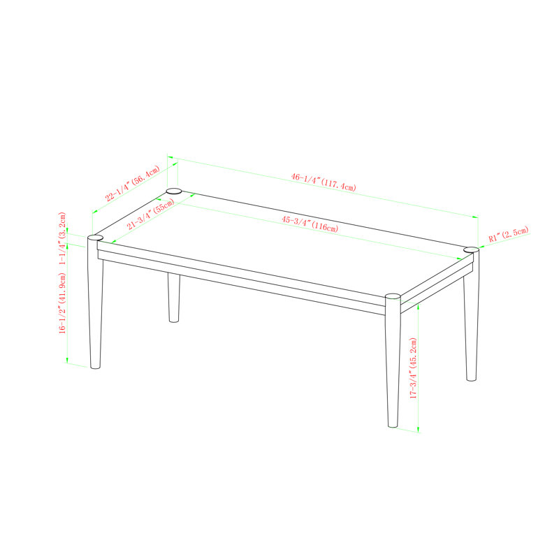 Table basse à 4 pieds, Noyer