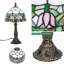 Lampe de table Tiffany de style tulipe rose, 3 températures de couleur réglables