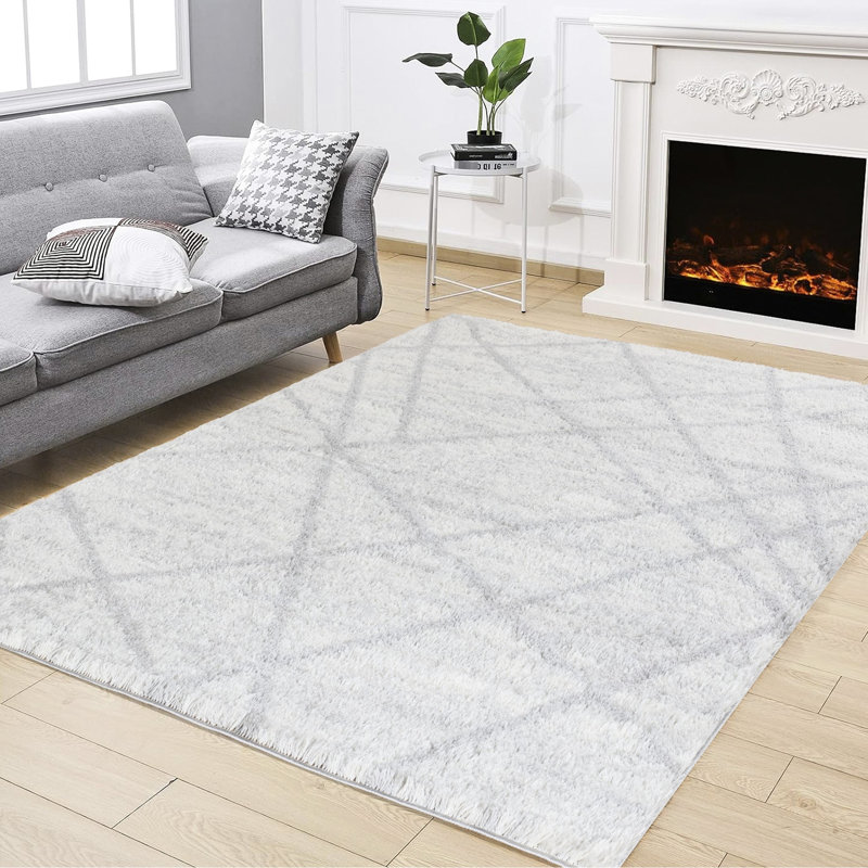 7 pi 10 po X 9 po, tapis à poils longs gris, teint de 1,15 po, pour une maison confortable qui améliore le design intérieur
