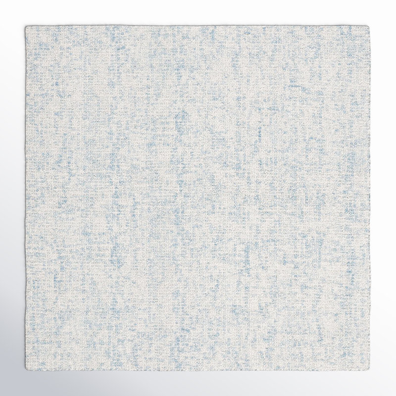 Fredi Abstract Hand Tufted Wool/Cotton Area Rug in Light Blue/Ivory, Square 6'