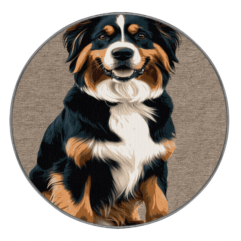 Washable Beauceron Dogs Area Rug, Round 6'