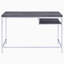 Bureau d'écriture rectangulaire gris et chrome patiné