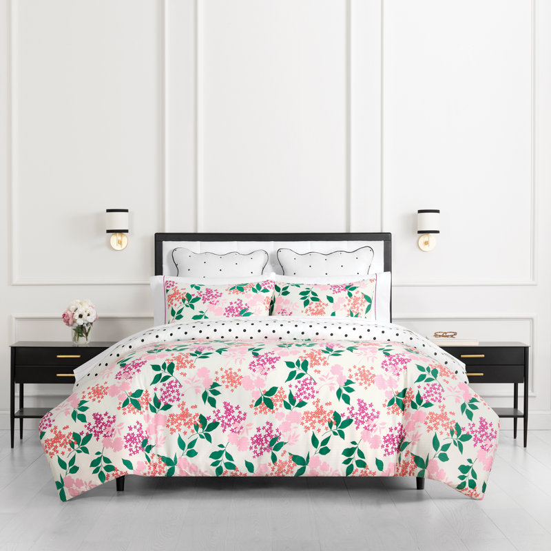 kate spade new york Bold Blossoms Full/Queen Comforter Set, 300 Thread Count Cotton Reversible Cover, All Season 3 Piece Bedding, Machine Washable, Floral Multicolor 
