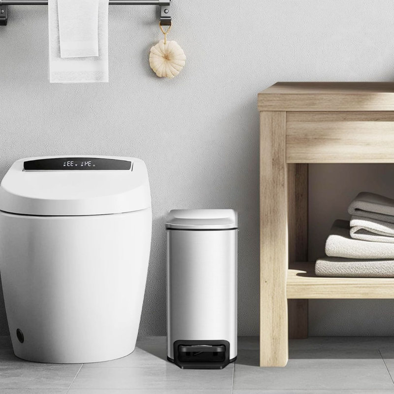 Color Step On Kitchen Trash Can - 1.6 Gallons, Silver