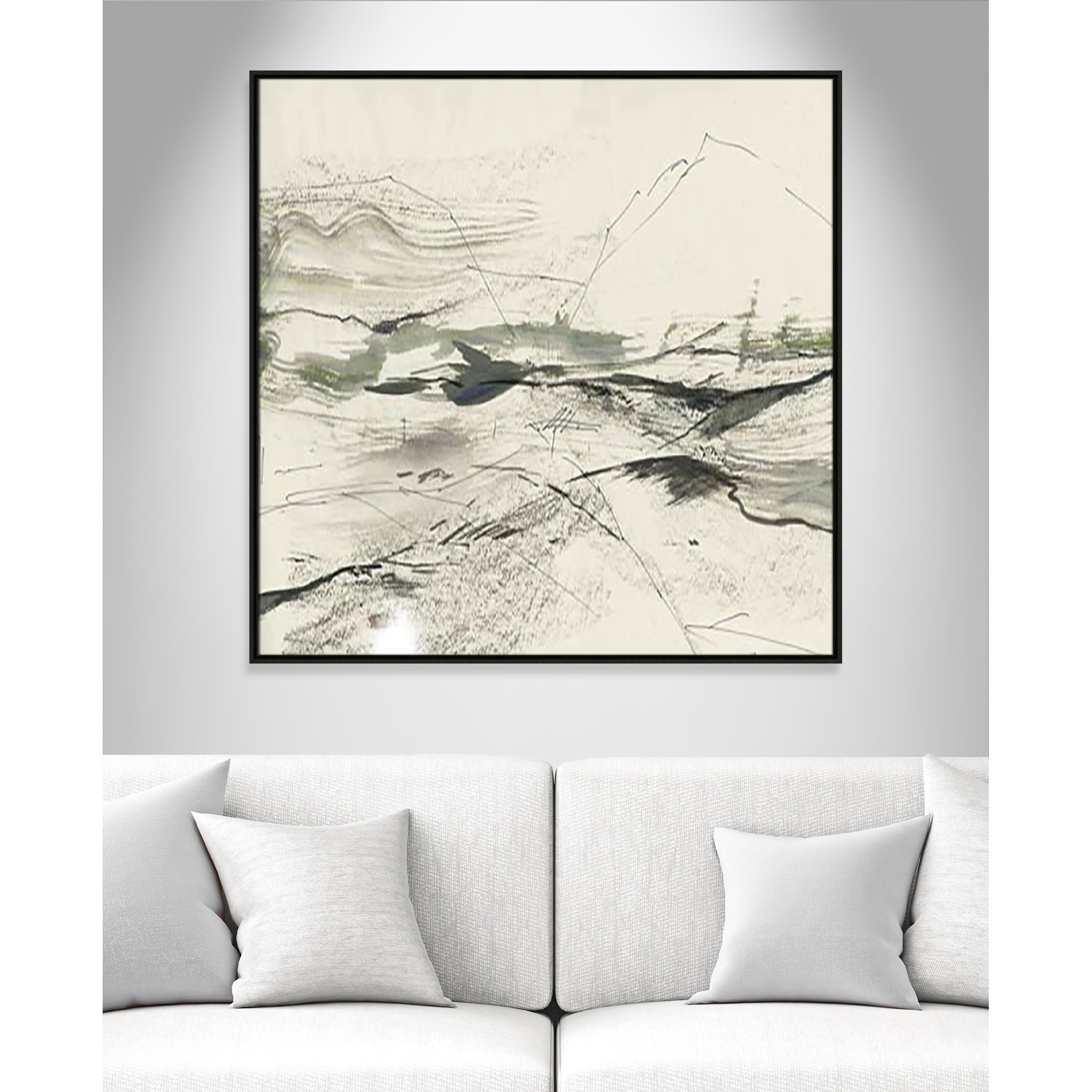 Green Sketches, Espresso Floater Framed, 41.5" H x 41.5" W x 2" D