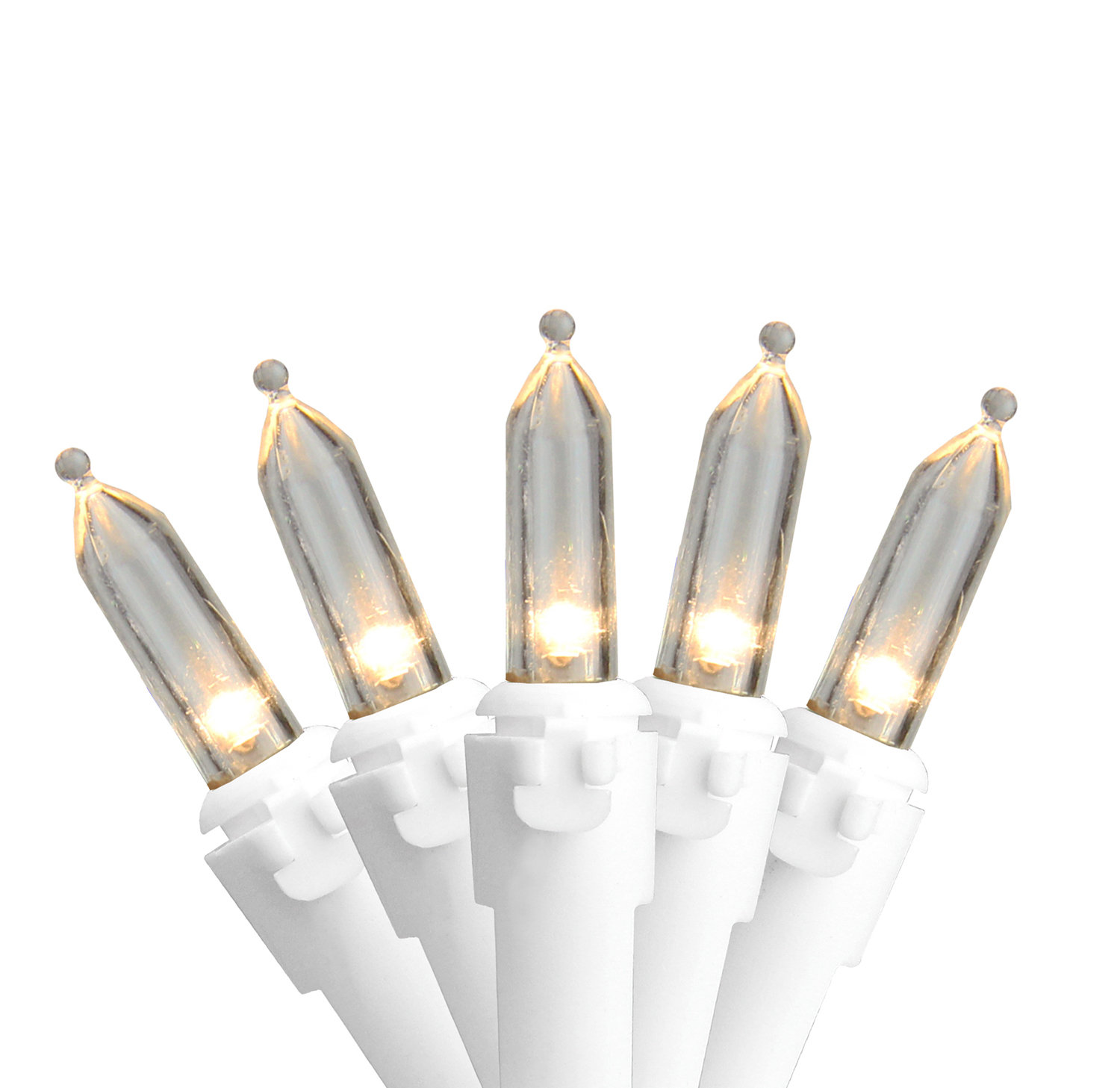 100-Light Warm LED Christmas String Lights, Warm White/White, 50