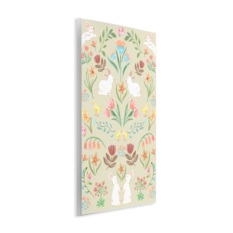 Plaque murale symétrique ivoire de Pâques, design par Corinne Haig, H 15 po x l 10 po