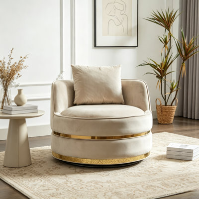 Faux Leather Swivel Accent Chair