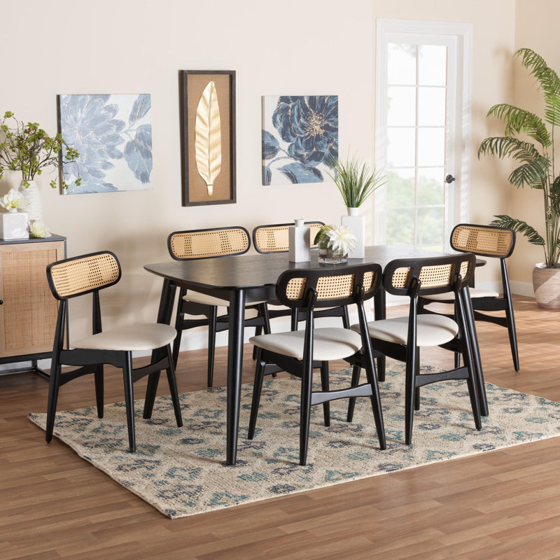 Ensemble repas pour 6 personnes Bianey, Noir, Crème