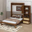 Lit escamotable double en bois avec rotin-2010905291