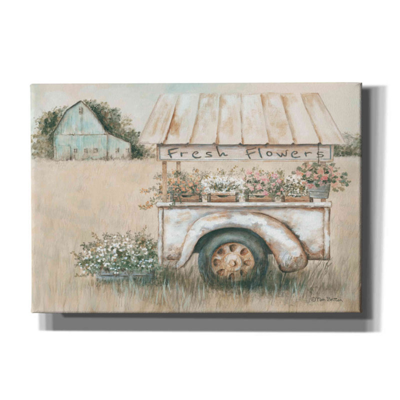 «Fresh Flowers for Sale» par Pam Britton, art mural sur toile, H 18 po x l 26 po x P 0,75 po