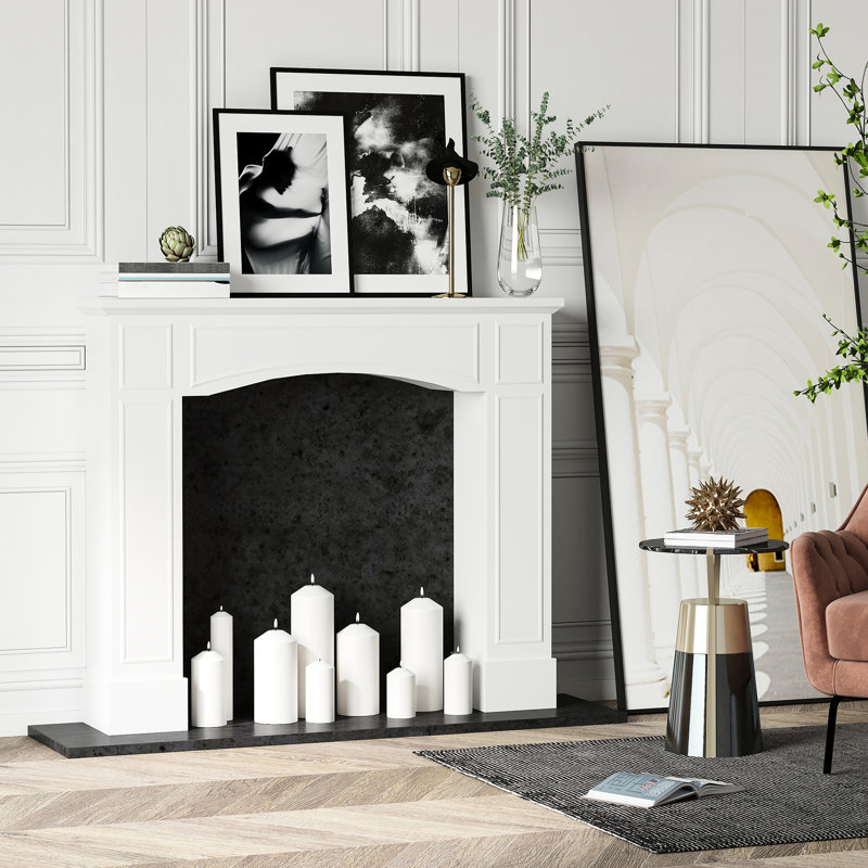 Foyer moderne - blanc, largeur intérieure de 29 po, pièce décorative, zone d'ornement de 45,25 po de largeur, facile à frotter, basculement, utilisation électrique selon la conception, présentoir, lavage, chute,