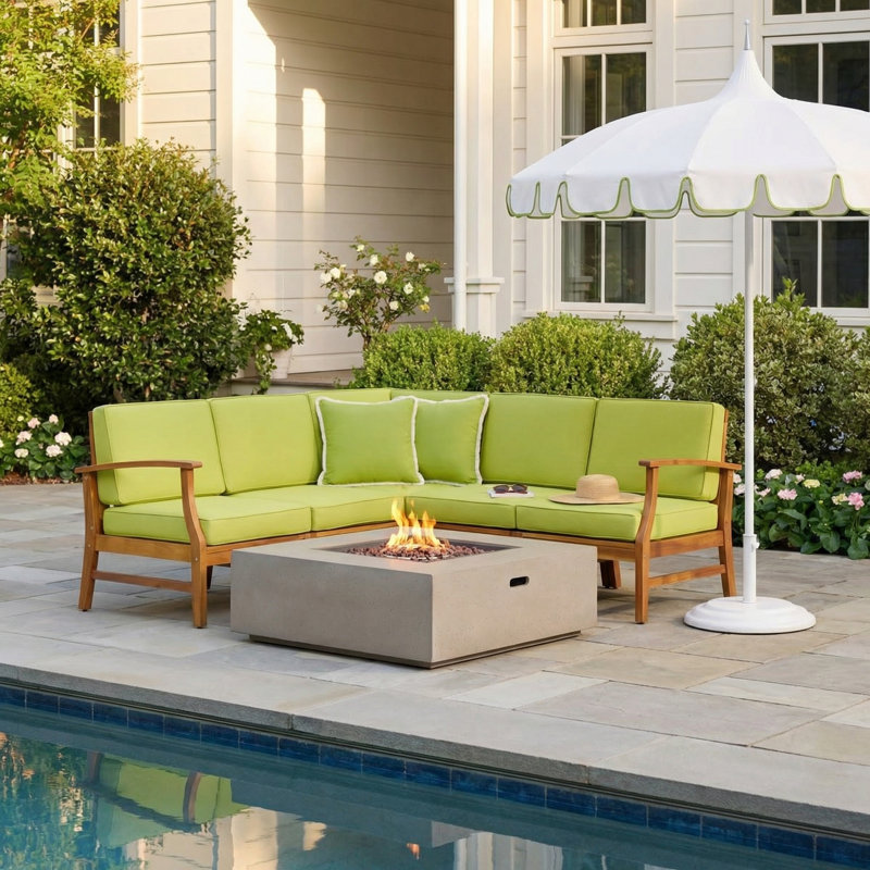 Castonia Acacia 5 - Person Modular Patio Conversation Set with Cushions, Green