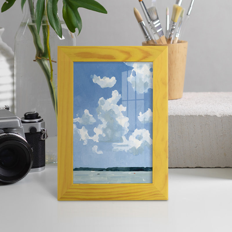 «Juillet Lakeside I» sur papier, H 8 po x l 6 po x P 1 po, Jaune