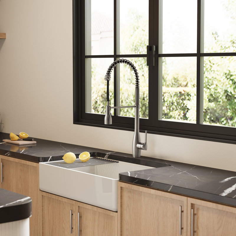 Commercial Style Dual Function Single Handle Pull Down Kitchen Faucet, Stainless Steel