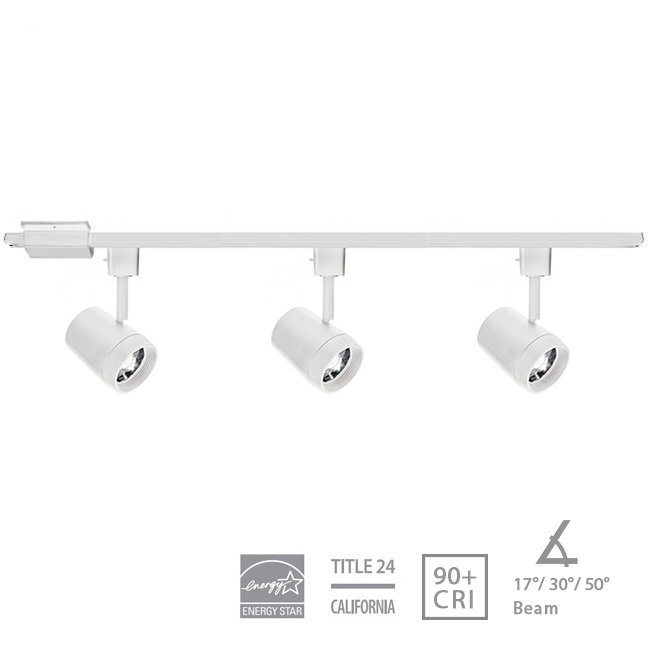 White Adjustable LED Track Lighting Kit with Glass Shades