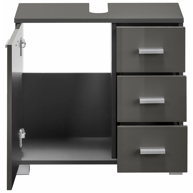 Asay Bathroom Storage Cabinet, Grey Highgloss