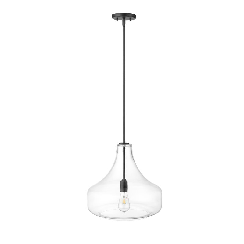 Luminaire suspendu en forme de globe en forme de goutte à 1 lumière Quatrain, Noir mat