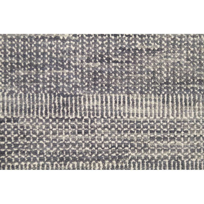 Wool Striped Area Rug in Light Gray