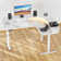 Meachie 63" Adjustable L Shaped Computer Standing Desk with 3 Drawers & Power Outlets & LED Lights