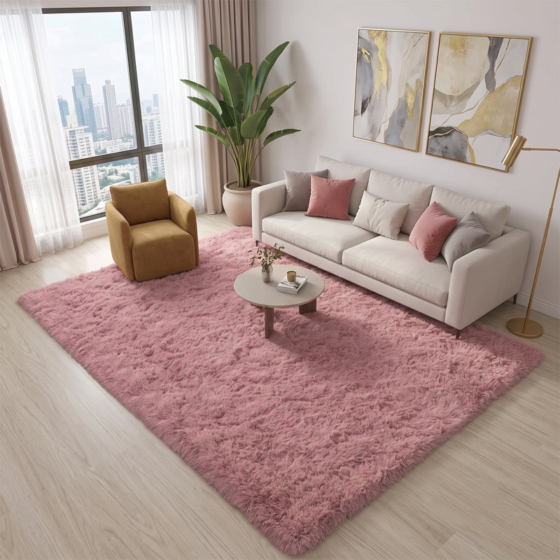 Deep Pile Fluffy Shaggy Area Rug for Indoor Use, 200*300cm, dusty pink