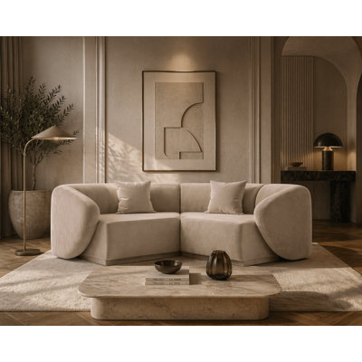 2 Seater Velvet Corner Modular Sectional Lotario For Living Room Apartment