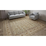 Beige Traditional Wool Silk Blend Rug - 10'10" x 11'4"