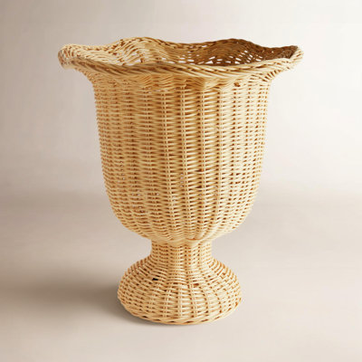 MYRA RATTAN SCALLOPED EDGE FOOTED URN