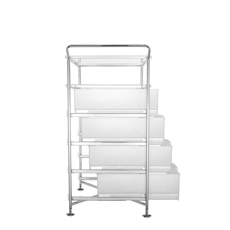 Mobil Storage Drawer, Translucent Ice, 4 Drawers with Open Shelf and Wheels
