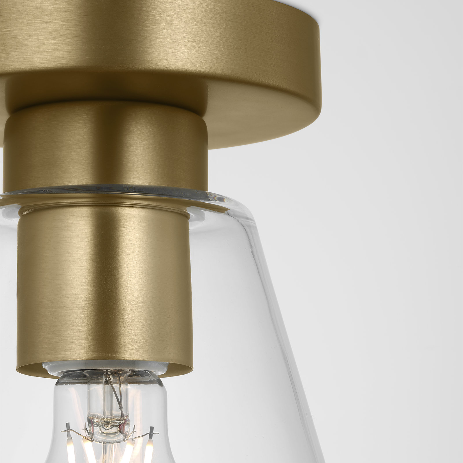 Senda One Light Flush Mount, Clear, Satin Brass